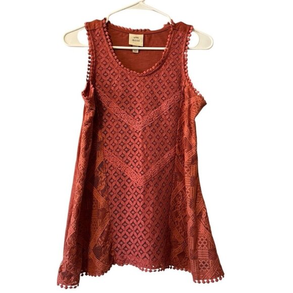 Knox Rose Blouse‎ Pullover Tank Top Crochet Lace Pattern Size Small Boho Peasant - Picture 1 of 12